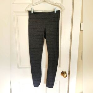 Prana Transform Ankle Leggings Highrise Charcoal Black Stripe Size Small Active